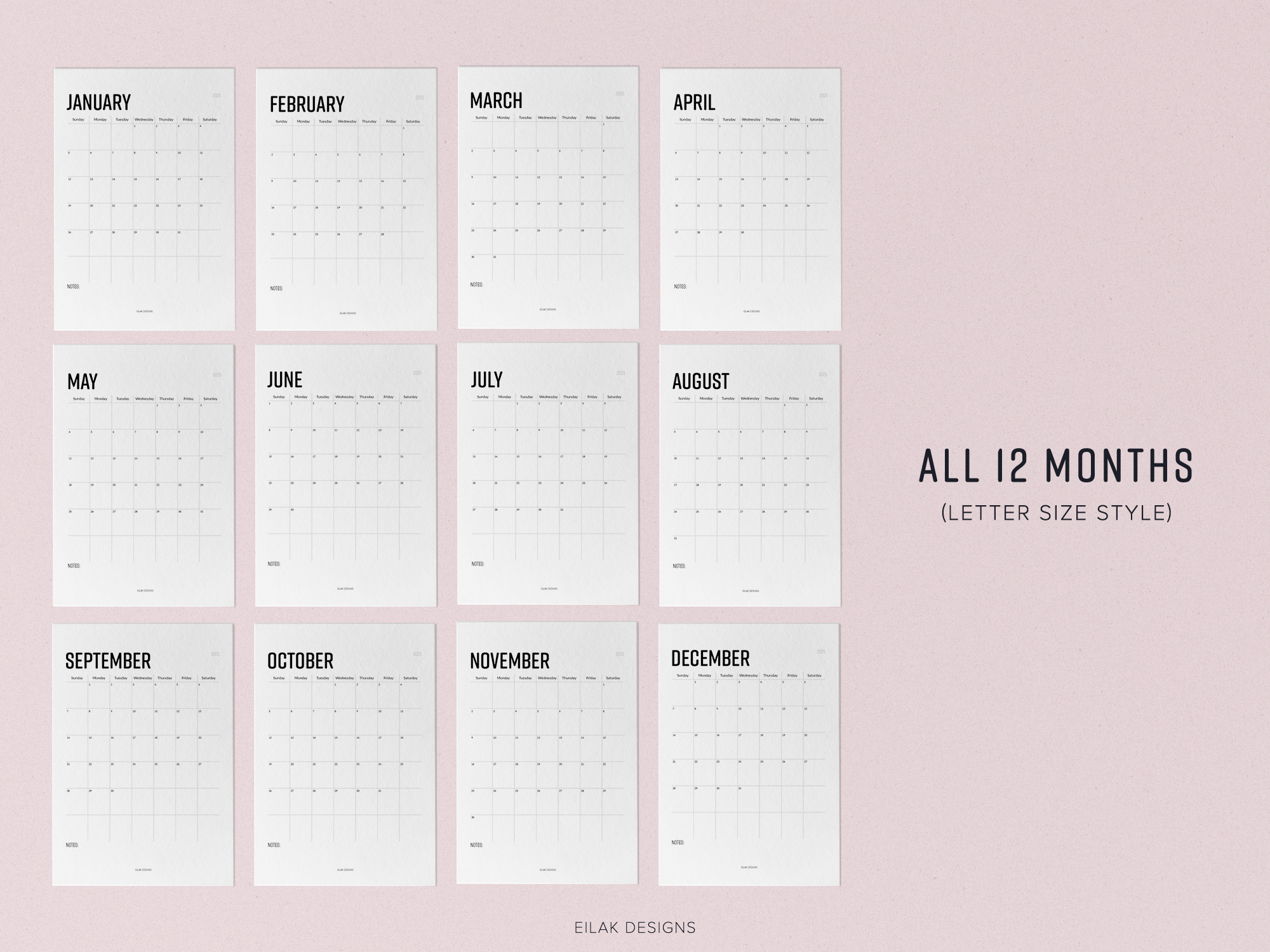 2025 monthly calendar minimalistic | digital download